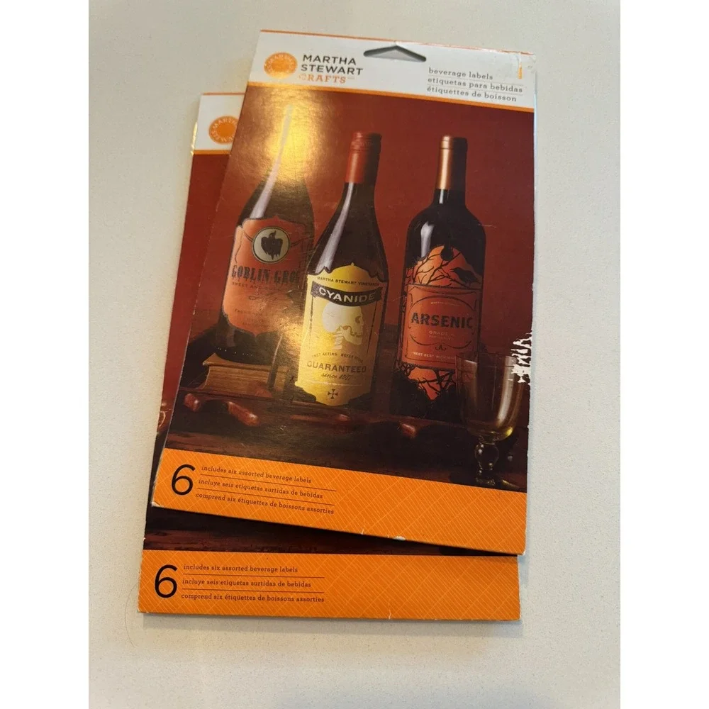 Martha Stewart Crafts Halloween Beverage Wine Bottle Labels Set‎ 12 Party Decor